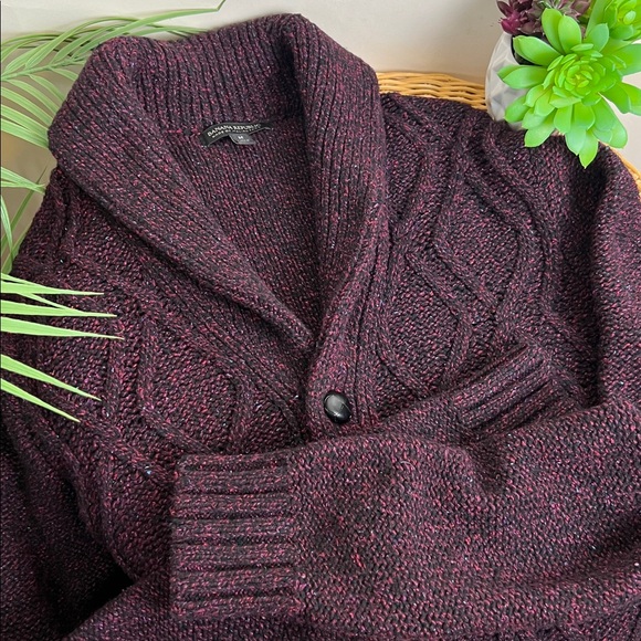 Banana Republic Cardigan Shawl Collar Wool Knit Medium Red Burgundy - Picture 2 of 9